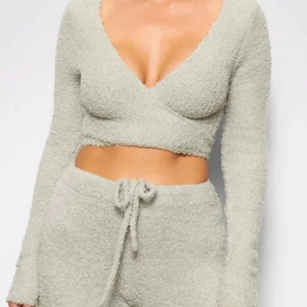 Skims COZY KNIT WRAP TOP | AQUA × 1